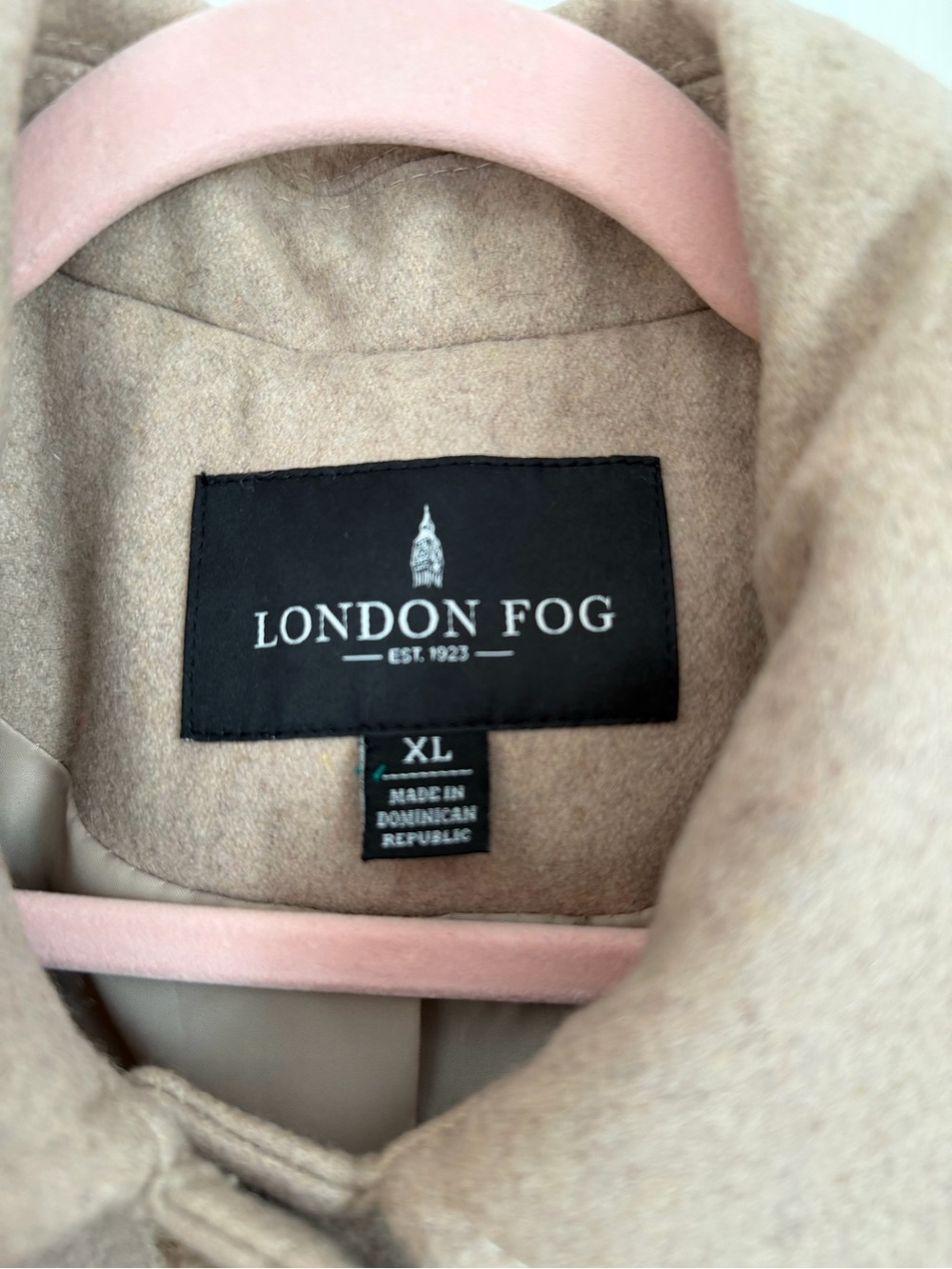 London Fog Tan Wool Blend Car Coat XL Long Sleeve Button Front - Picture 3 of 6